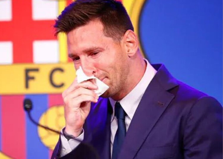 Lionel Messi in tears after Leaving Barcelona