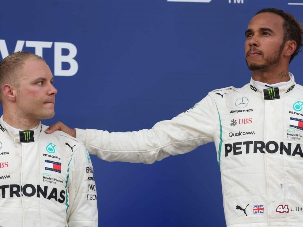 Valtteri Bottas (L) and Lewis Hamilton (R)