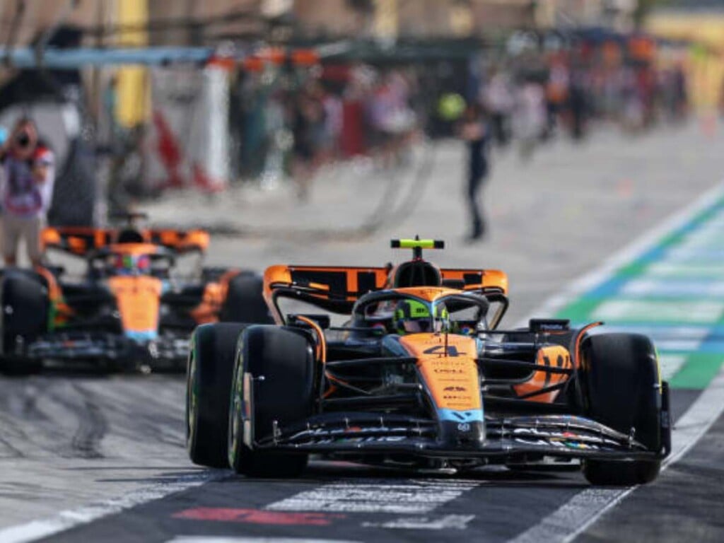 Both MCL60 cars at Bahrain