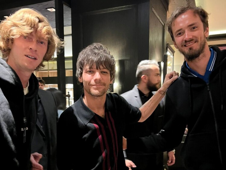 Daniil Medvedev Louis Tomlinson and Andrey Rublev