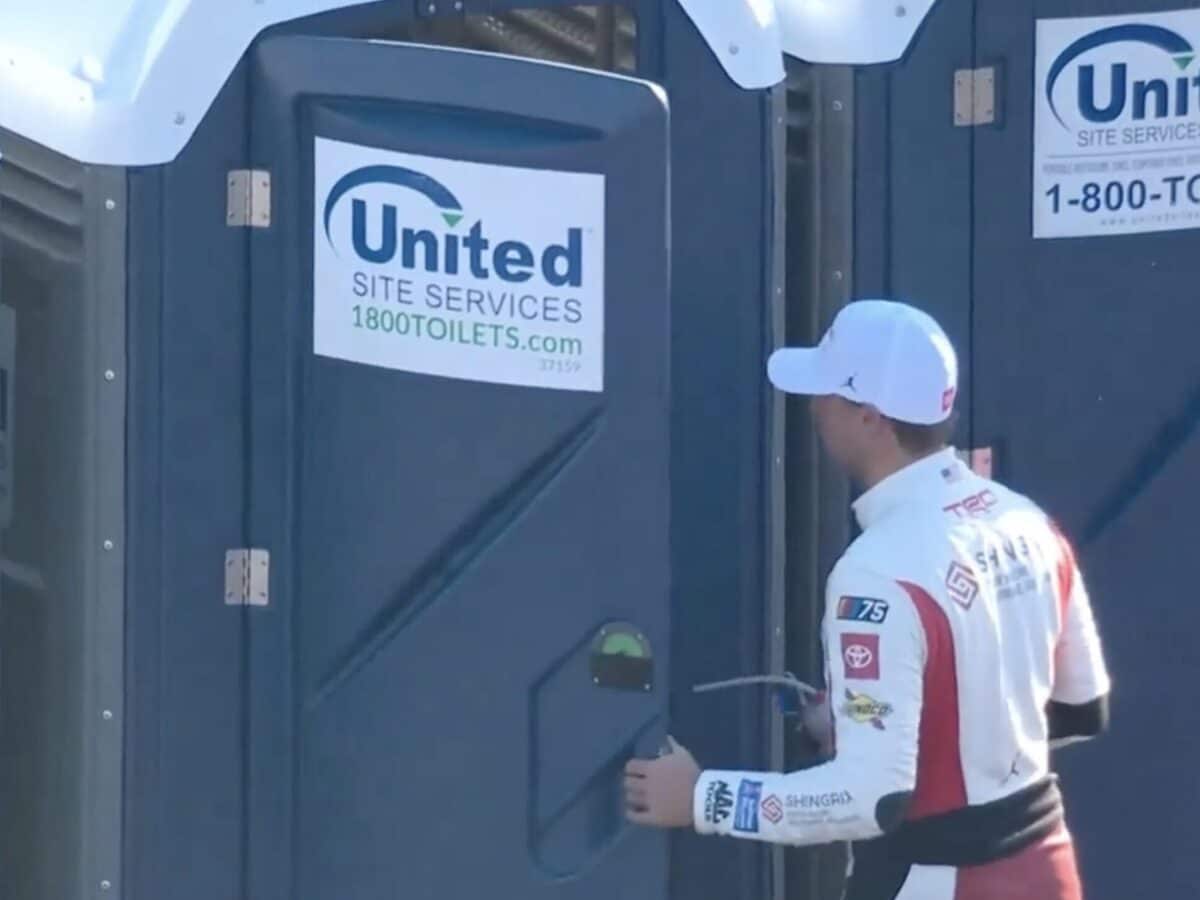 “Denny is not recovering from that”- NASCAR Twitter reacts to Denny Hamlin’s awkward porta-potties encounter with Brad Keselowski in Atlanta