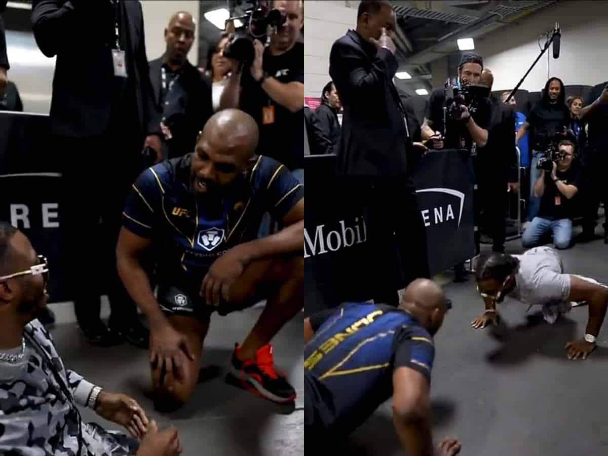 WATCH: Jon Jones gets into pushup competition with wheelchair racer Zion Clark after historical win