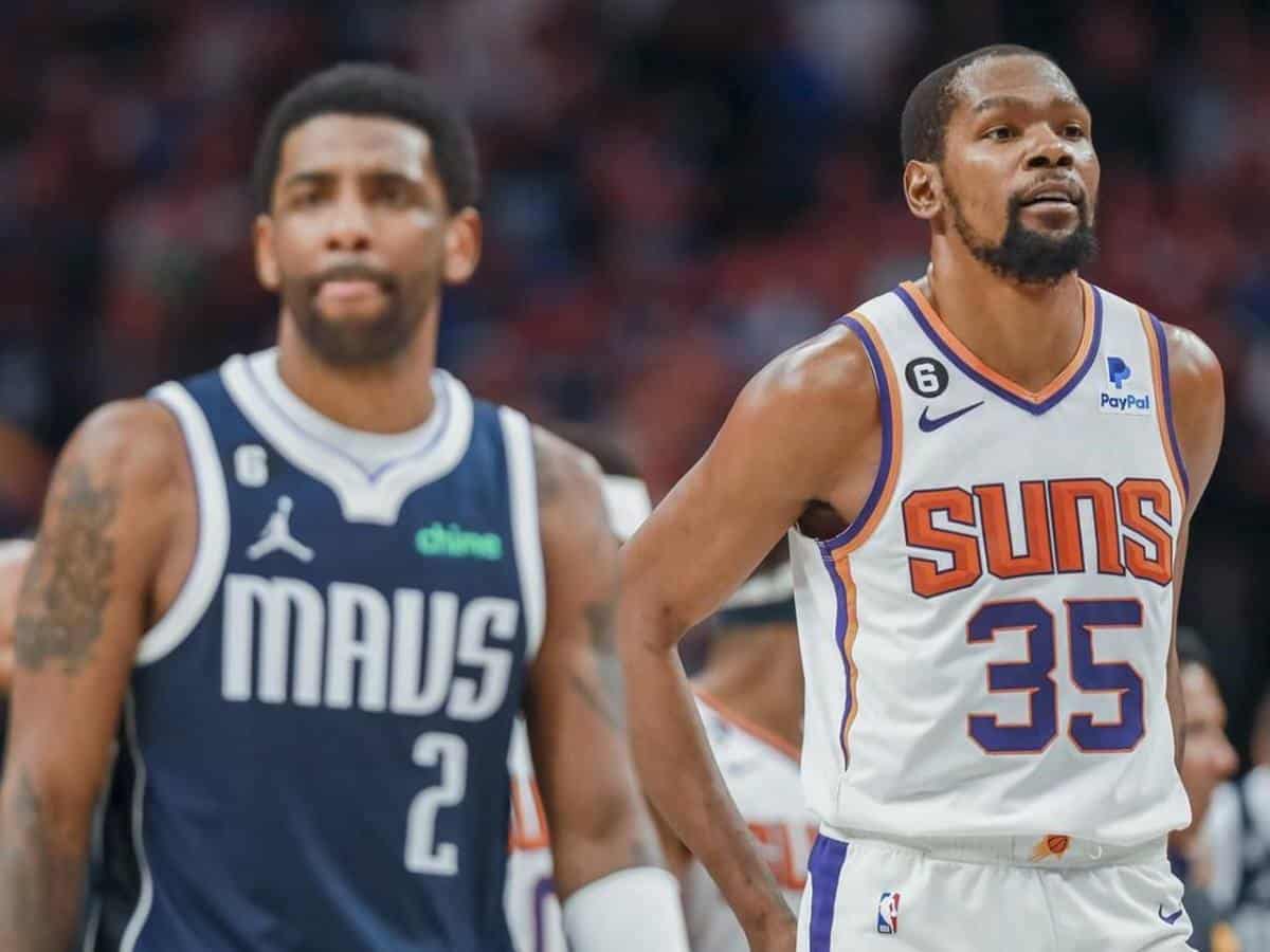 Brian Windhorst CLAIMS Kevin Durant didn’t even look at Kyrie Irving during the Suns-Mavs game indicating how badly he took Kyrie leaving the Nets