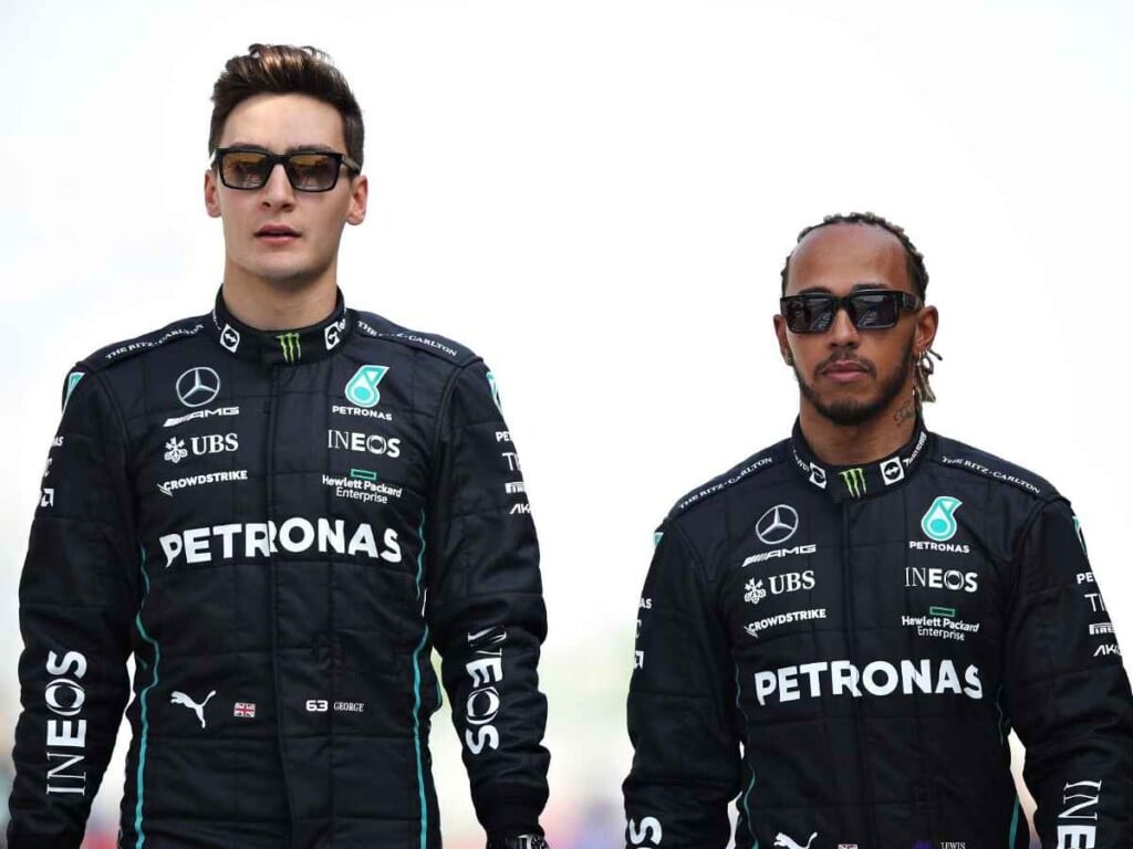 Mercedes drivers George Russell and Lewis Hamilton