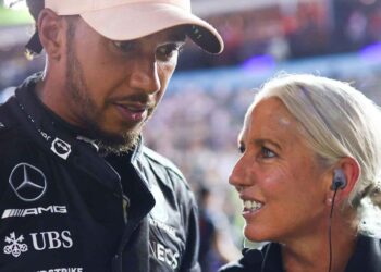 Lewis Hamilton (L) and his former physiotherapist (R) Angela Cullen
