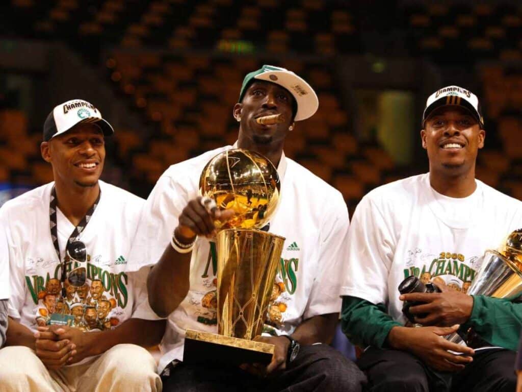 Ray Allen, Kevin Garnett and Paul Pierce