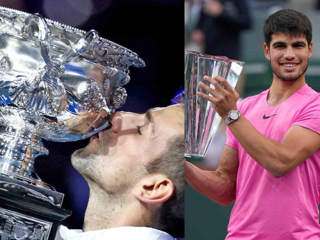 Novak Djokovic and Carlos Alcaraz lift trophies