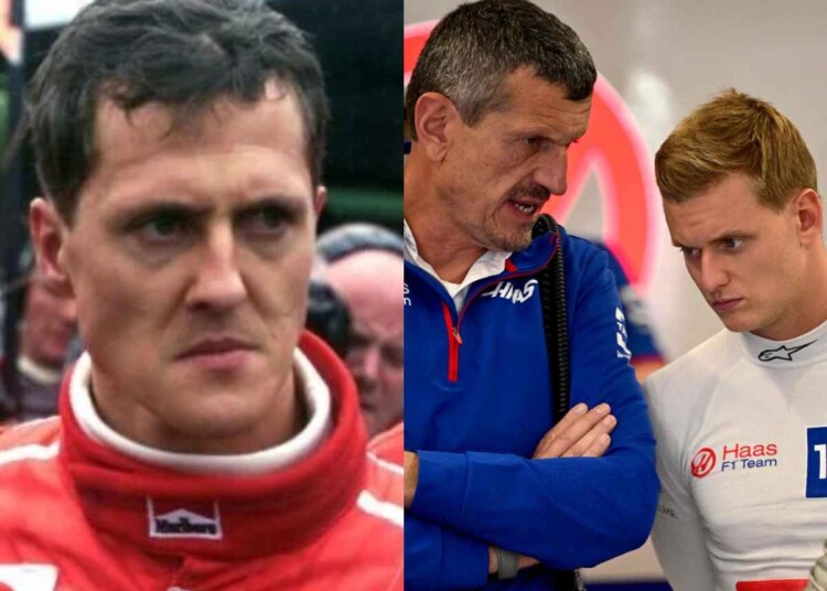 Michael Schumacher, Gunther Steiner and Mick Schumacher