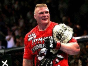 What is Brock Lesnar's UFC record? Did he become champion?