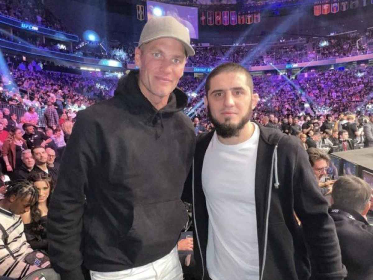 “Number one tall guy in Dagestan” – Fight fans hilariously react to NFL legend ‘Tom Bradomedov’ meeting Islam Makhachev