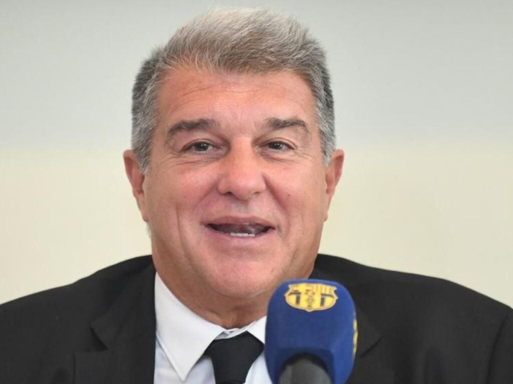 The President of Barcelona football club Joan Laporta in a press conference