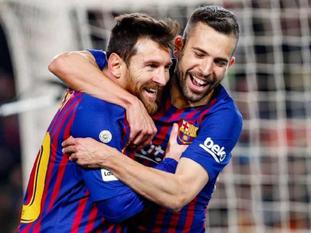 Jordi Alba and Lionel Messi