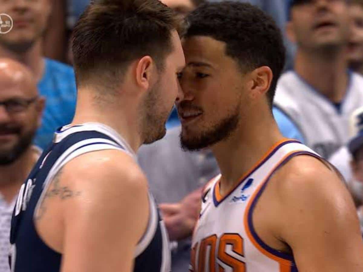 Watch: Luka Doncic gets into heated exchange with Devin Booker after missing out on game winning shot