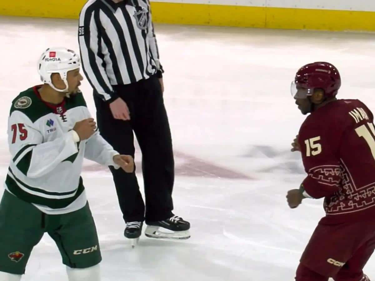 <strong></noscript>WATCH: Bokondji Imama seeks REVENGE on Ryan Reaves after ‘Muffin Man’s thunderous hit on Juuso Valimaki</strong>