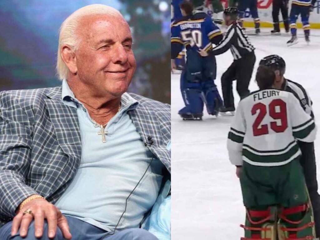 Ric Flair and Marc-Andre Fleury vs. Jordan Bennington [Image Credit: BBC/Gino Hard]