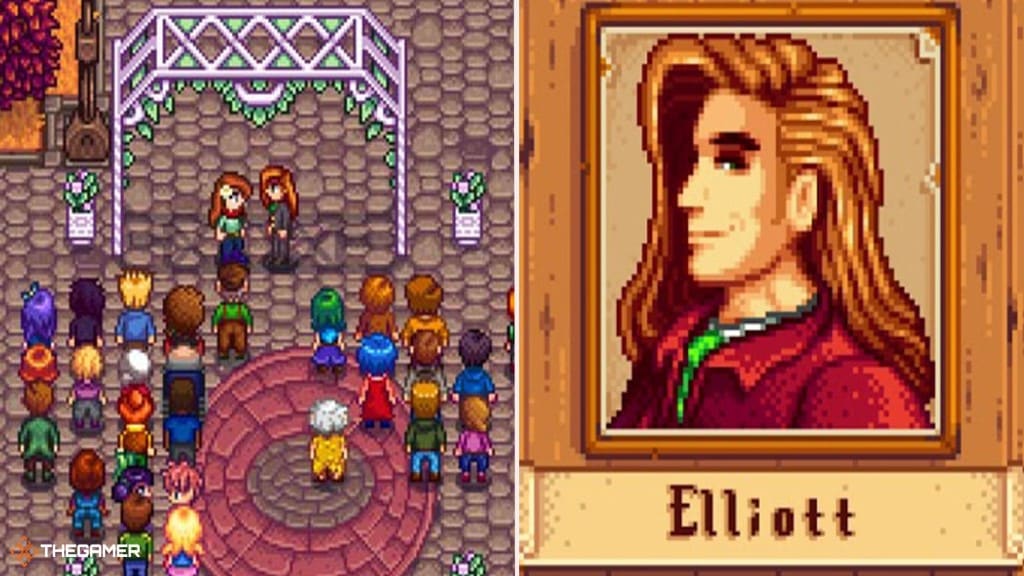 Stardew Valley Elliotts wedding left and portrait right 1