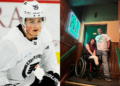 Carson Briere pushes wheelchair of Sydney Benes [Image Credit: NBC Sports/Global News]