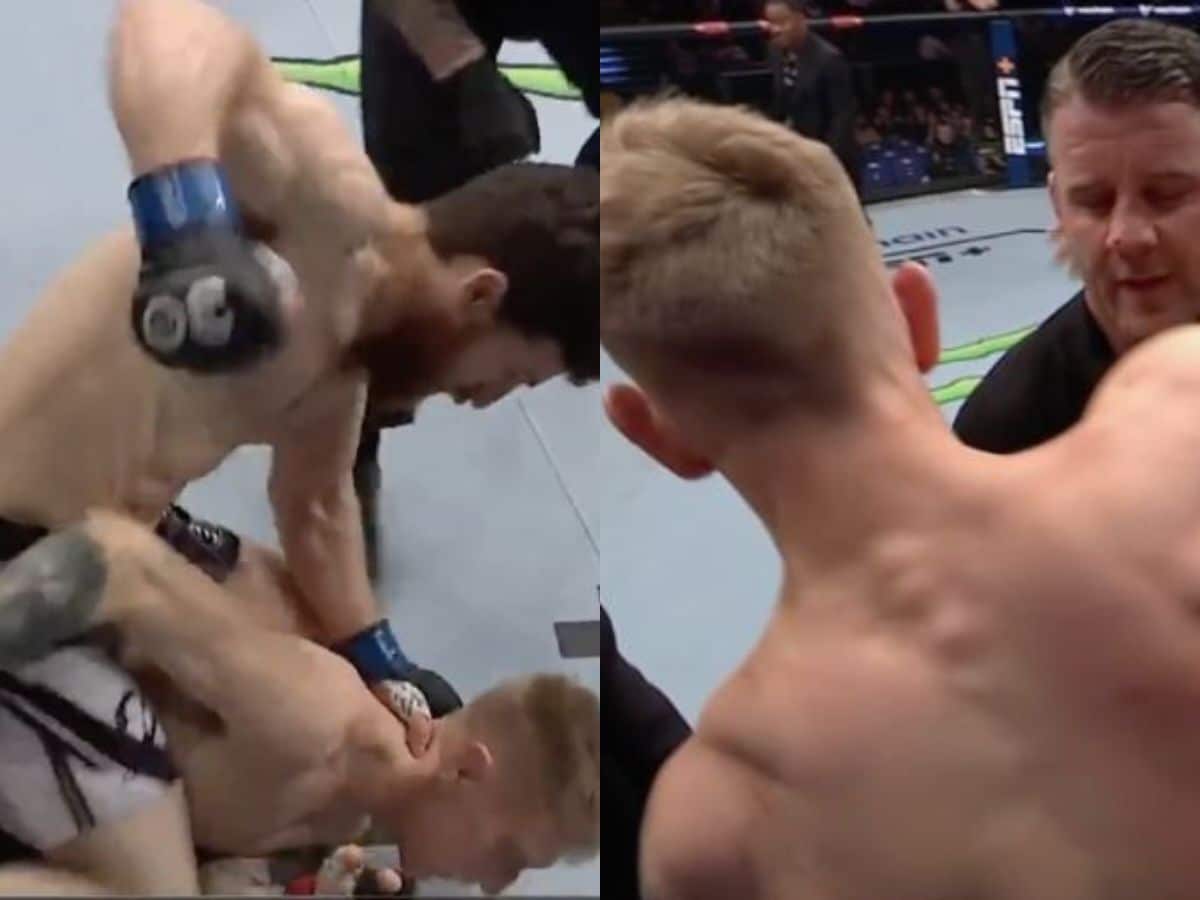 WATCH: UFC 286 fighter tries to grapple referee after being brutally knocked out in first round