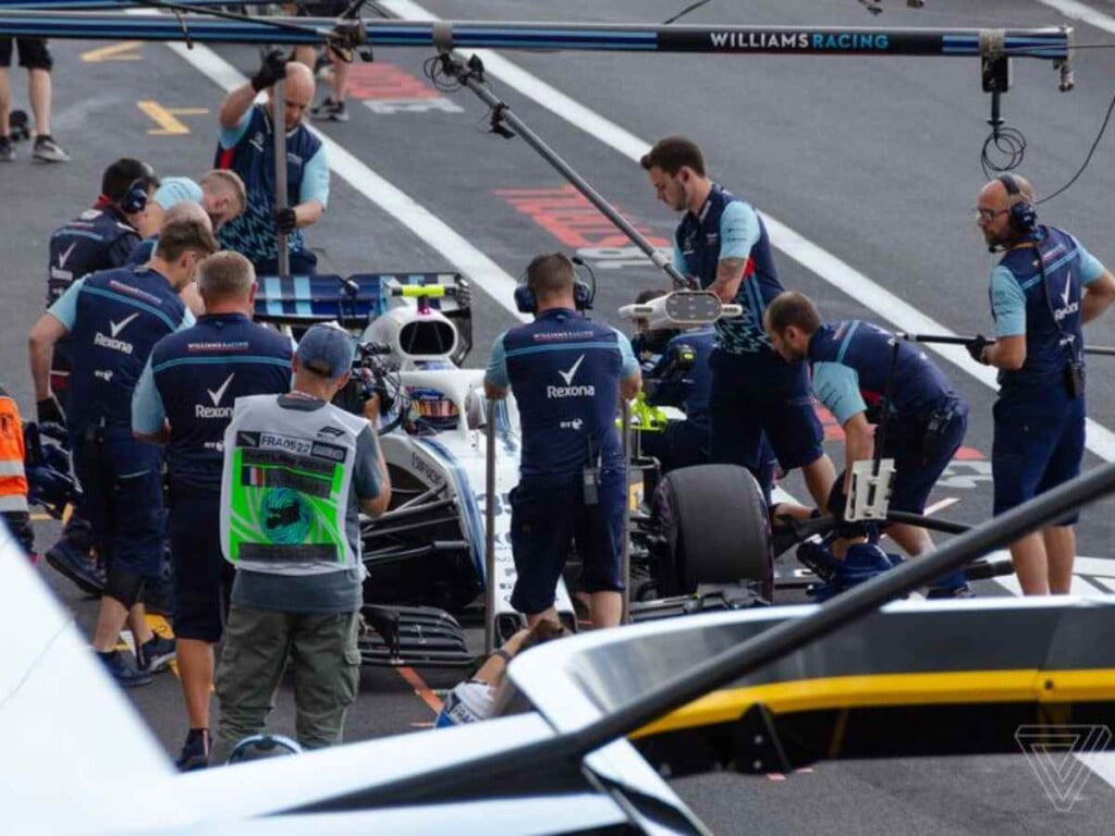 F1 car being weighed