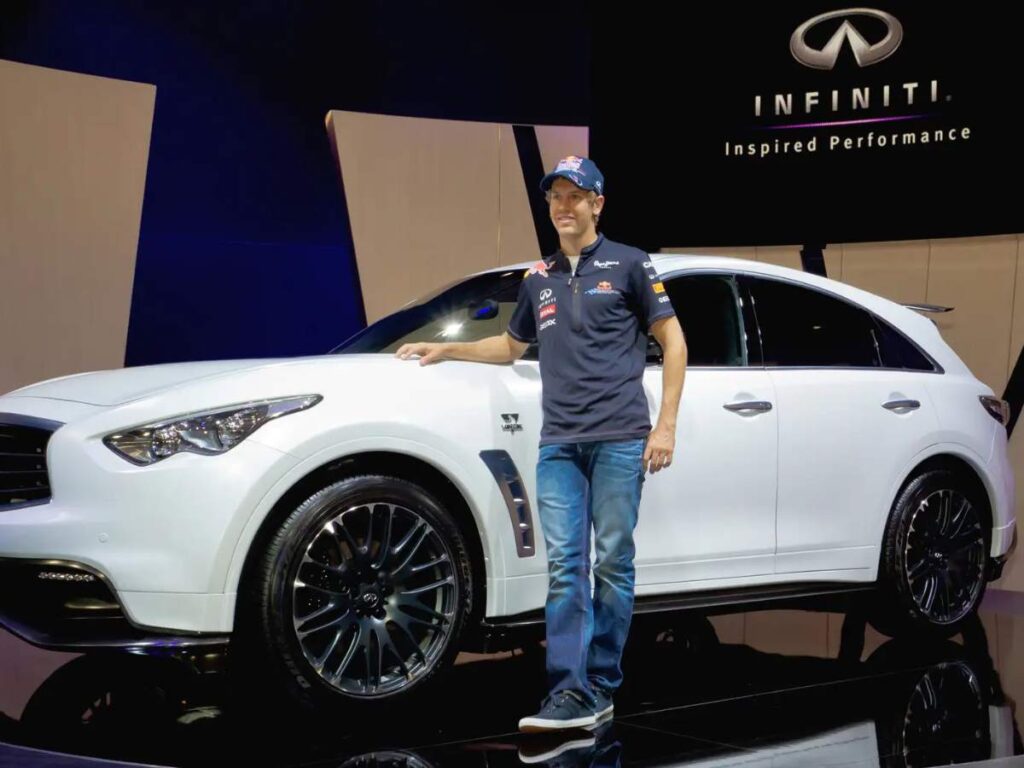 Sebastian Vettel with the 'Vettel edition' of the Infiniti FX