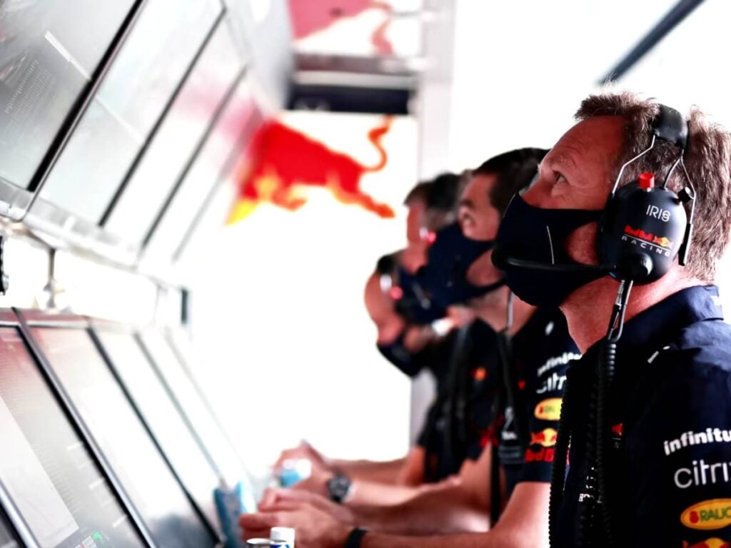 Red Bull racing team pit wall