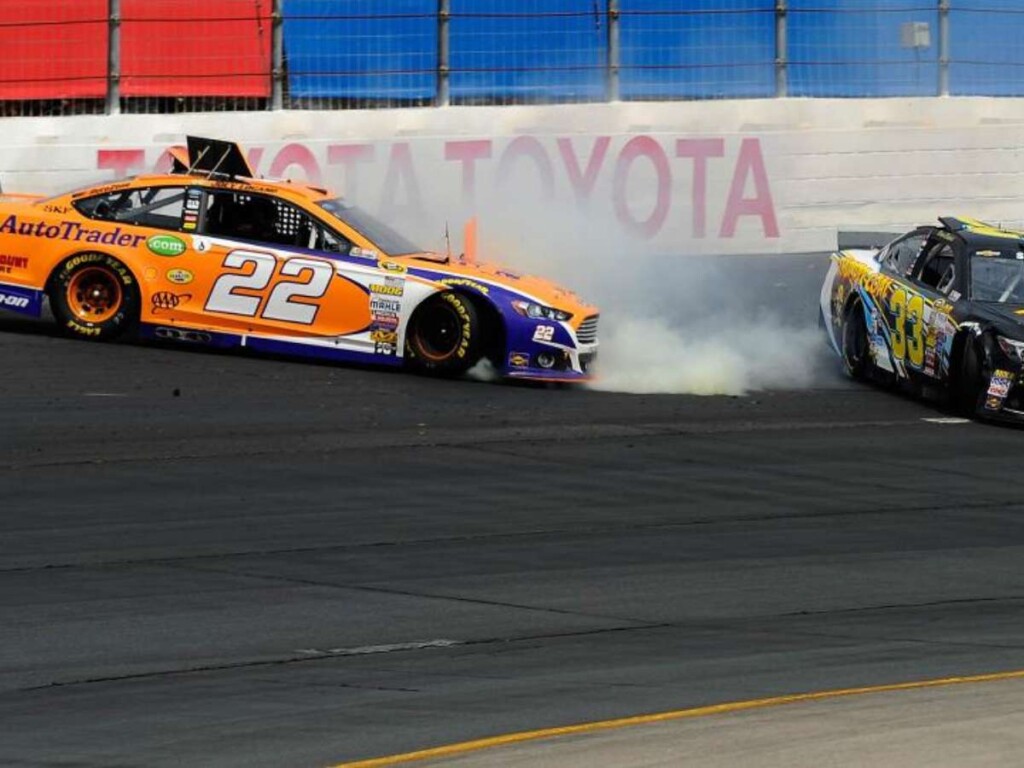 NASCAR cars colliding