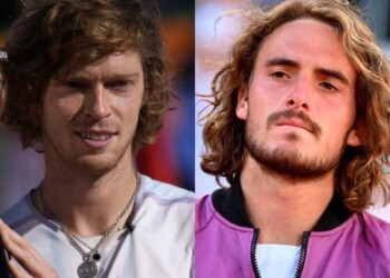 Andrey Rublev and Stefanos Tsitsipas (Image Credit: FirstSportz)