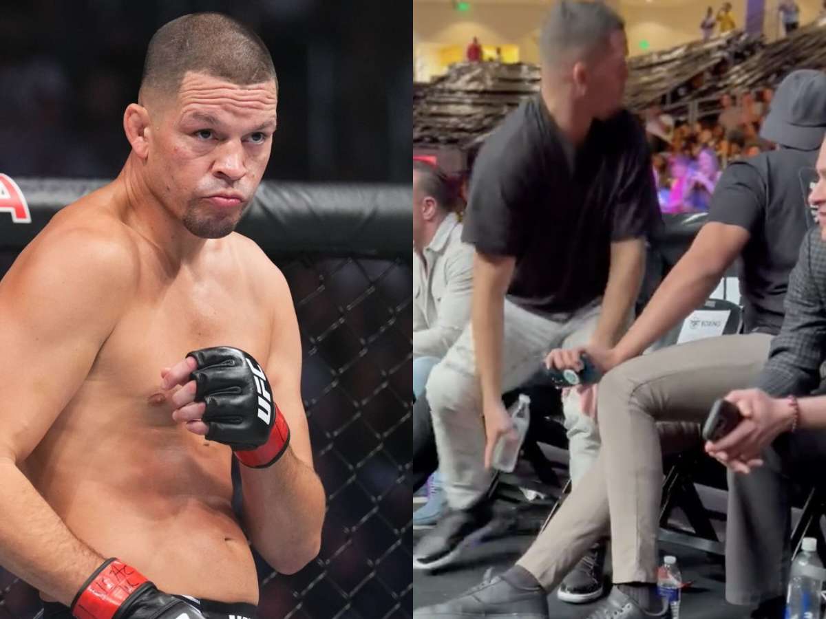 “Classic flex and Stockton middle finger” – Fans in splits as Nate Diaz launches water bottle at fan in latest public altercation