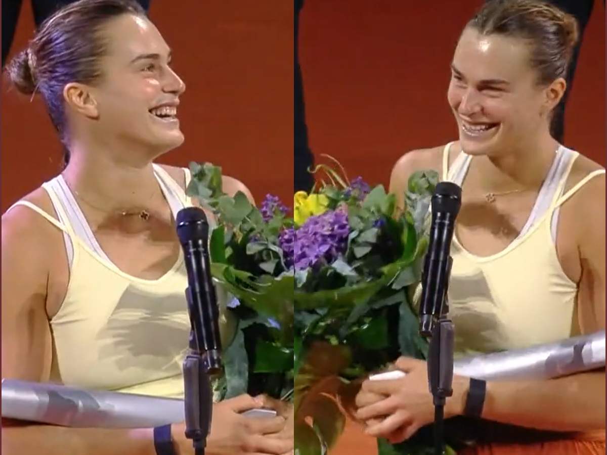 WATCH: Aryna Sabalenka jokes of wanting the Porsche despite runner-up finish for yet another time