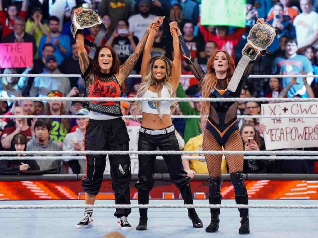 Becky Lynch Lita and Trish Stratus