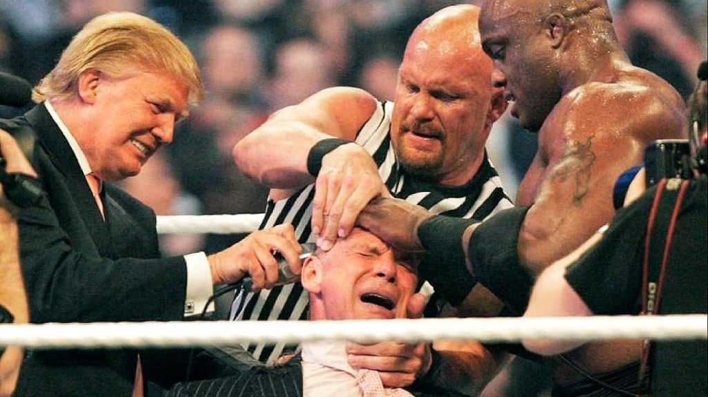 Donald Trump, Vince McMahon, Bobby Lashley and Stone Cold