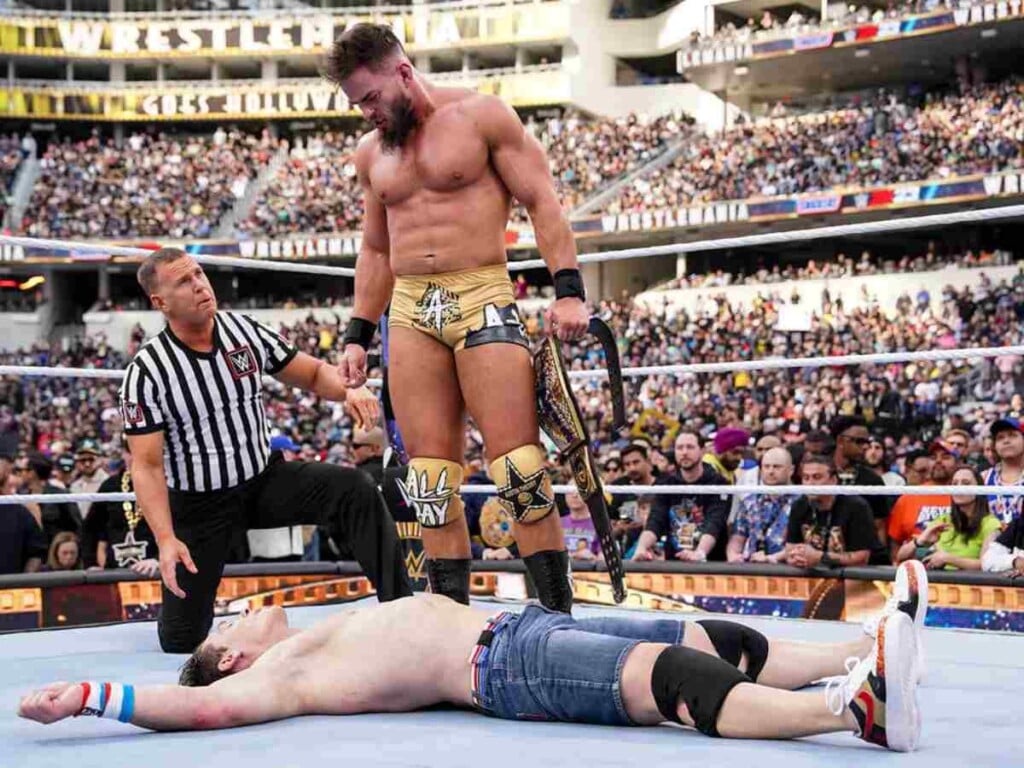 Austin Theory John Cena WrestleMania