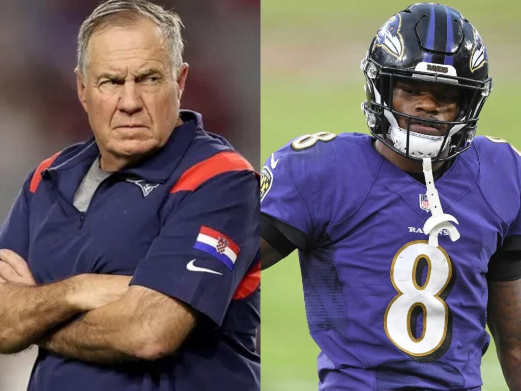 Bill Belichick and Lamar Jackson. (GETTY IMAGES/ USA Today)