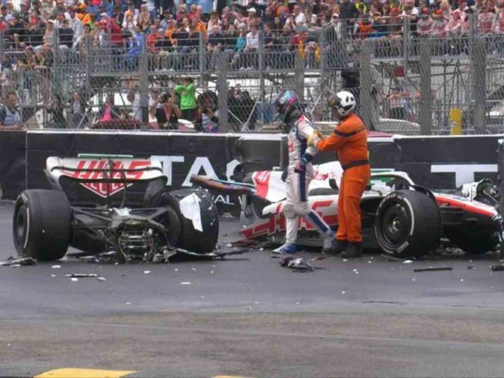 Marshall escorting crashed Mick Schumacher