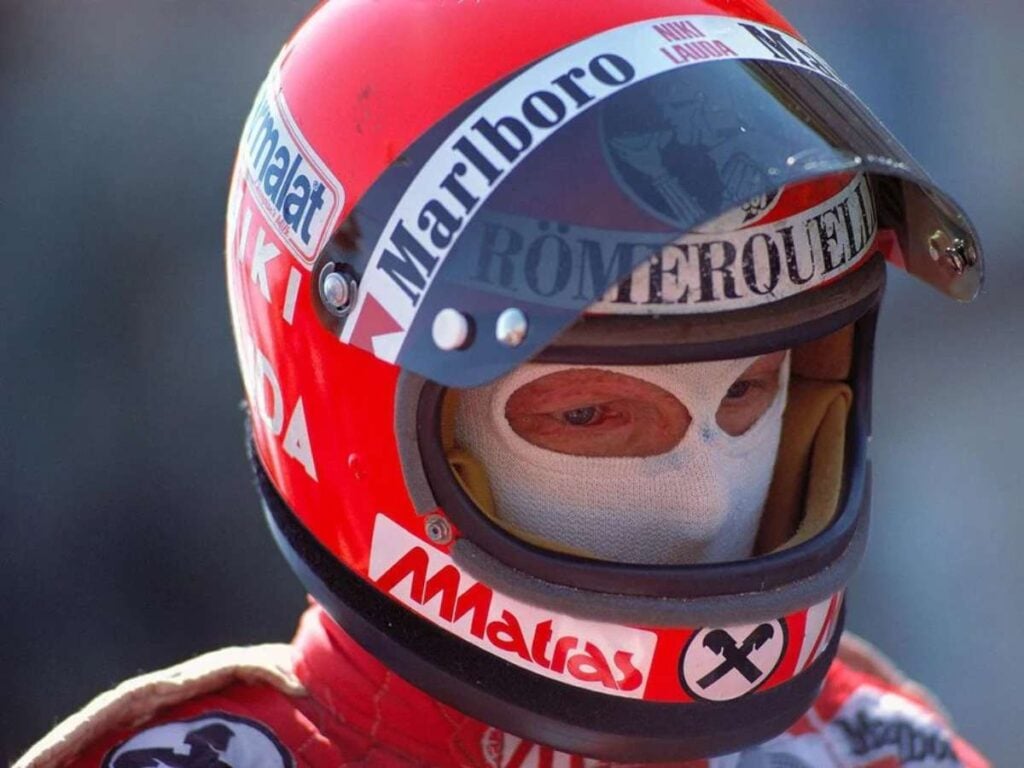 Niki Lauda in a balaclava