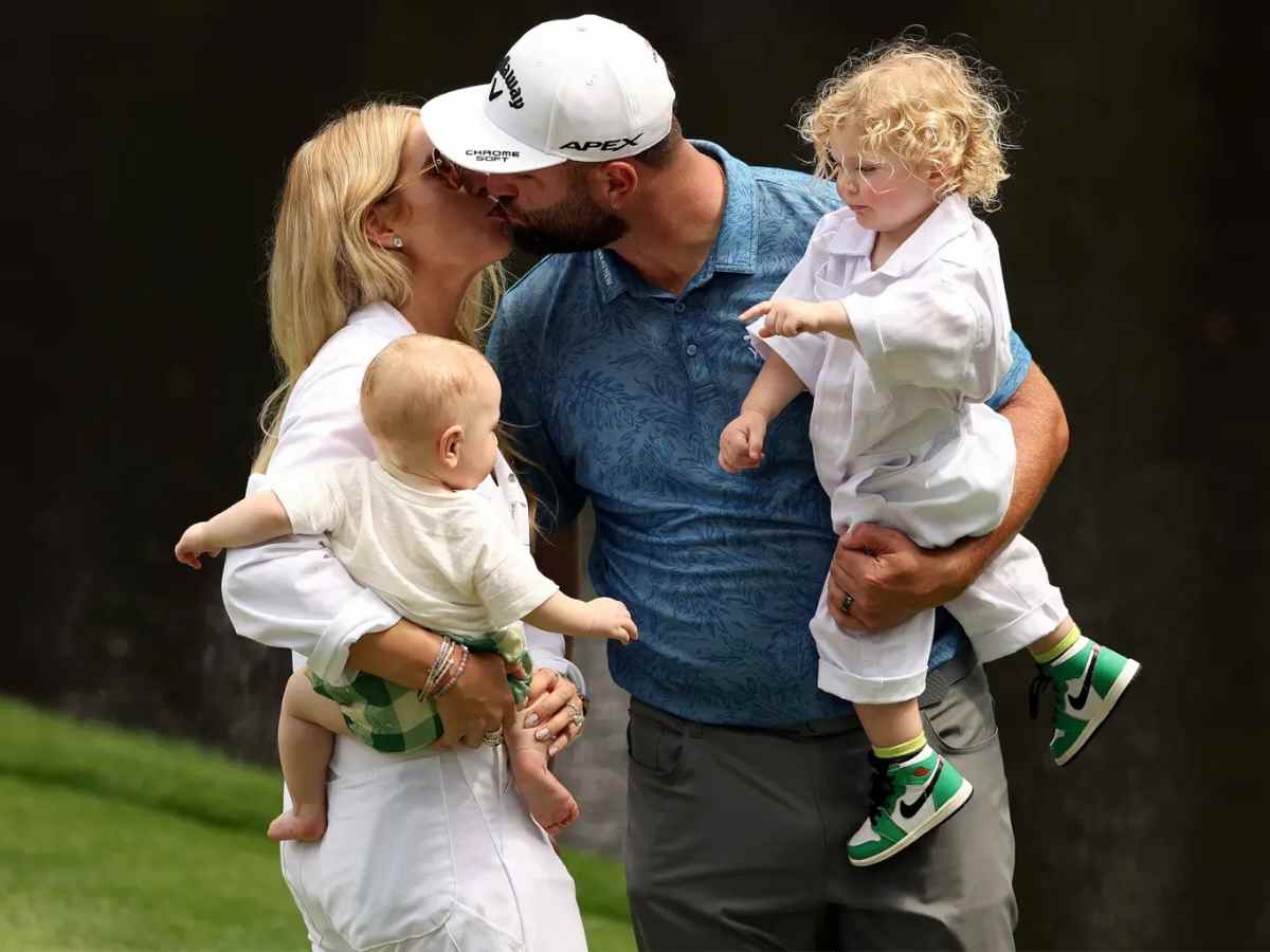 Jon Rahm kisses wife Kelley Cahill in heartwarming Masters celebration