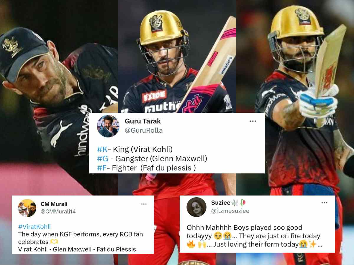 “The real K.G.F is here!”- Twitter goes berserk after Virat Kohli, Faf du Plessis and Glenn Maxwell tear apart LSG at Chinnaswamy Stadium