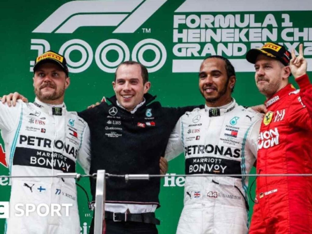 Lewis Hamilton, Valtteri Bottas and Sebastian Vettel 2019 podium