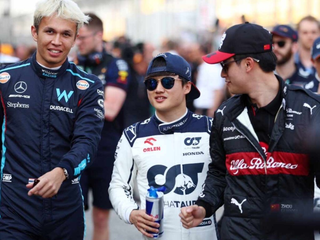 Alex Albon, Yuki Tsunoda and Zhou Guanyu