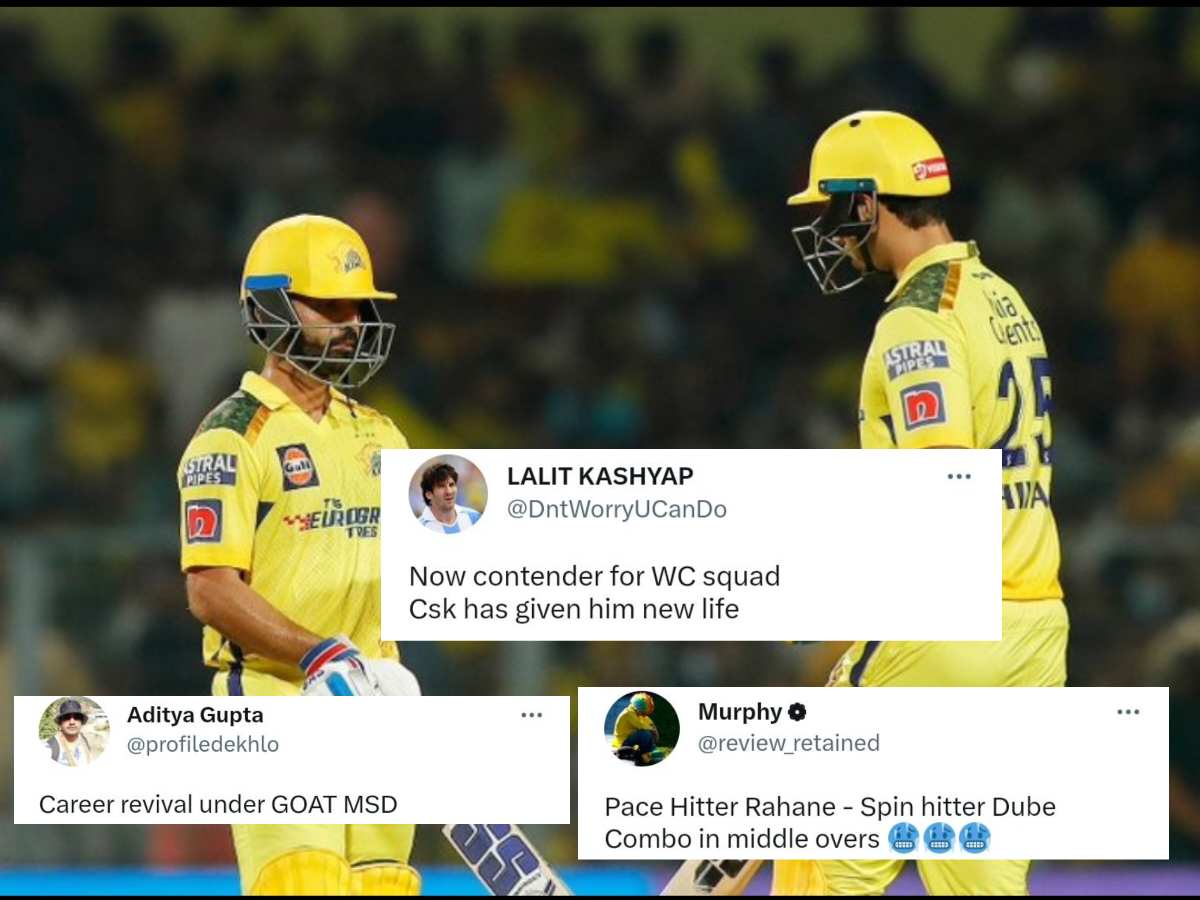 “CSK has given him new life”- Twitter goes into a frenzy as Ajinkya Rahane and Shivam Dube wreak havoc in Kolkata