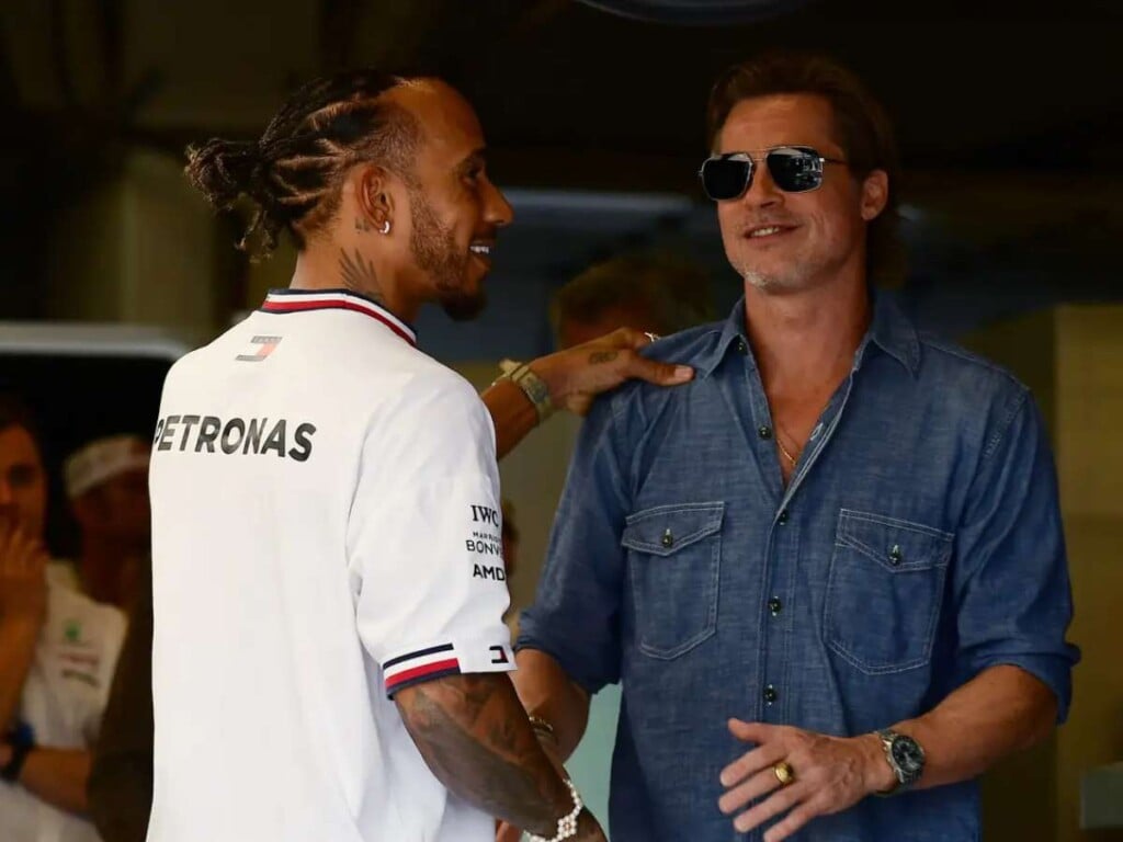 Lewis Hamilton and Brad Pitt