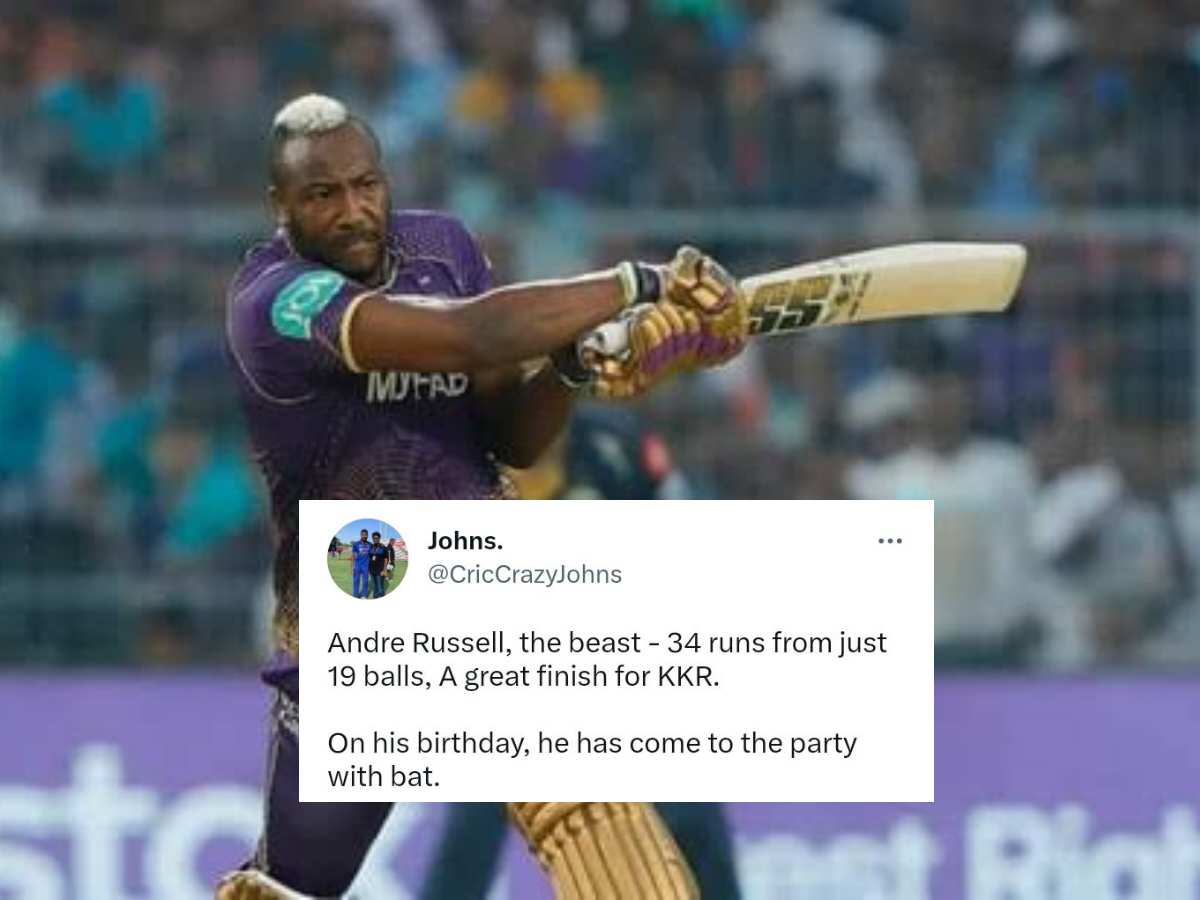 “So happy that you’re back with the bat”- Twitter erupts as Andre Russell reaches special milestone for KKR in match vs GT