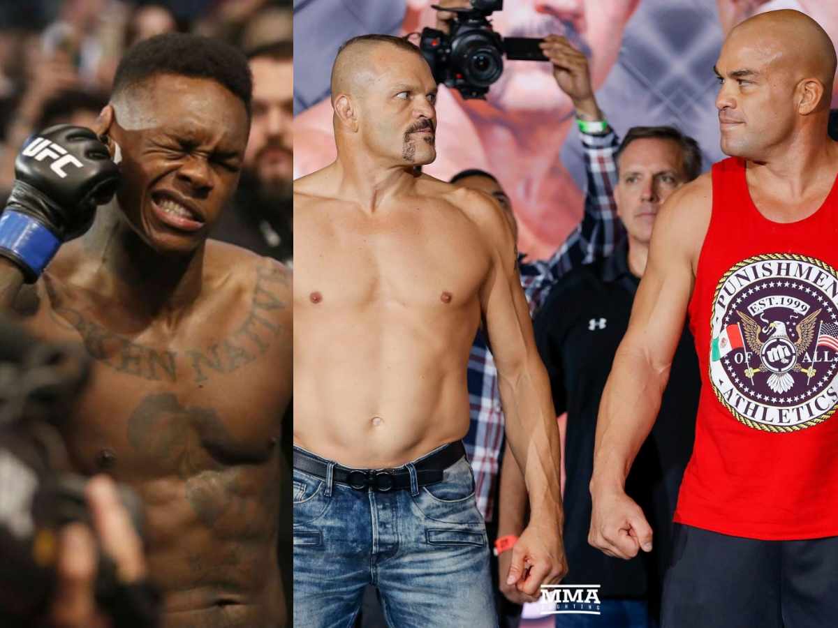 WATCH: Israel Adesanya reunites biggest rivals Chuck Liddell and Tito Ortiz in ecstatic UFC 287 Miami party