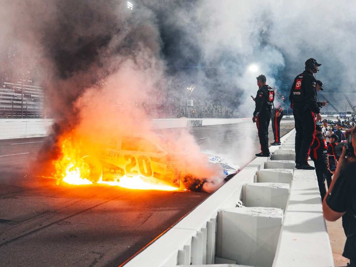 WATCH: “Thoughtless, careless, irresponsible”- John Hunter Nemechek’s car burst into flames during burnout celebration