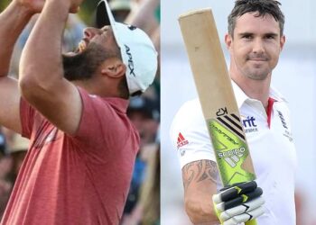 Kevin Pietersen and Jon Rahm collage