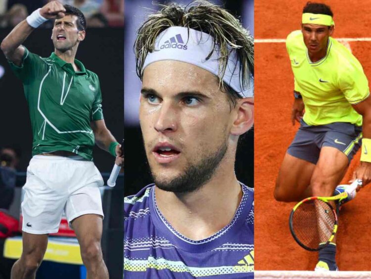 Novak Djokovic Dominic Thiem and Rafael Nadal