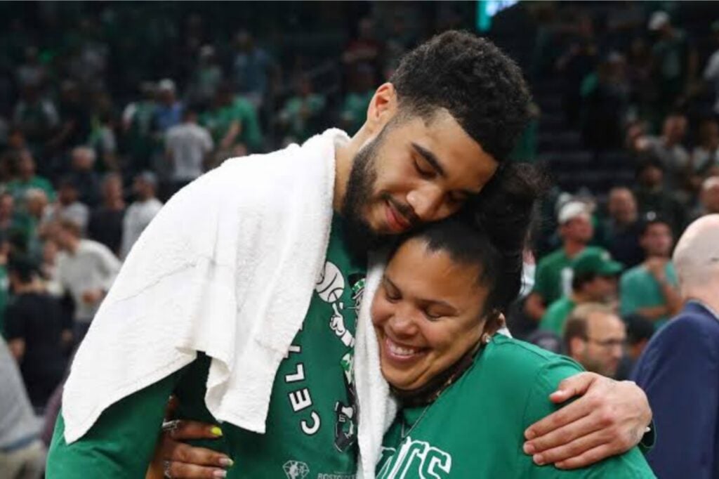 Jayson Tatum with his mom