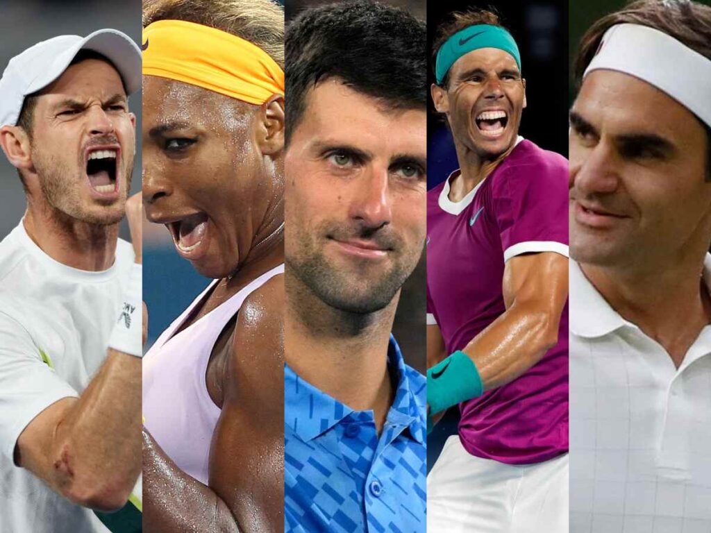 Andy Murray, Serena Williams, Novak Djokovic, Rafael Nadal, Roger Federer 