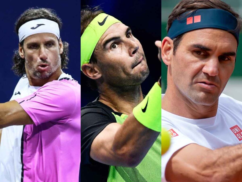 Feliciano Lopez, Rafael Nadal and Roger Federer (Image Credit: FirstSportz)