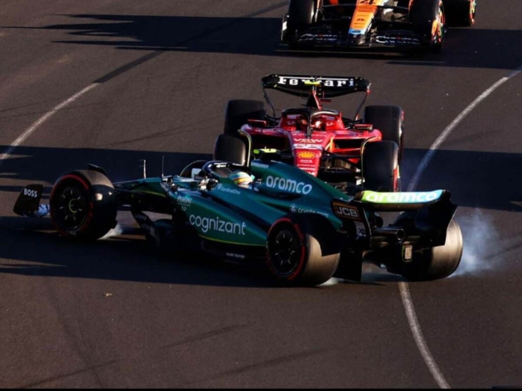 The collision between Fernando Alonso and Carlos Sainz at the Australian GP